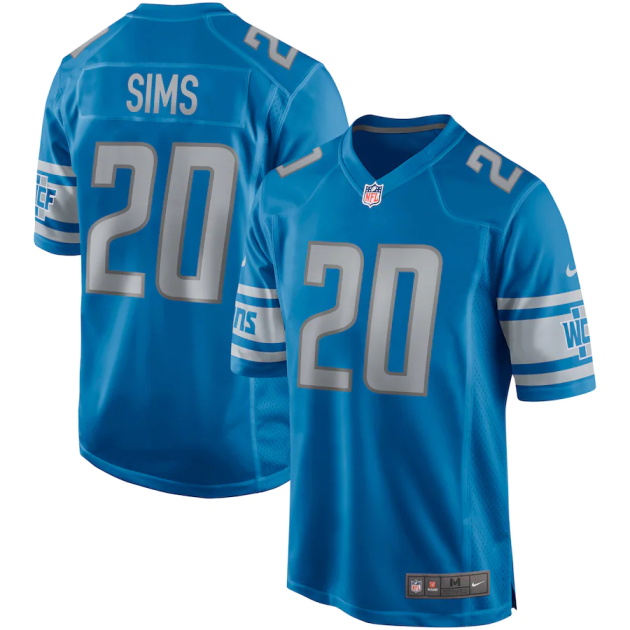 mens nike billy sims blue detroit lions game retired player jersey